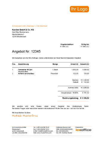 angebot vorlage