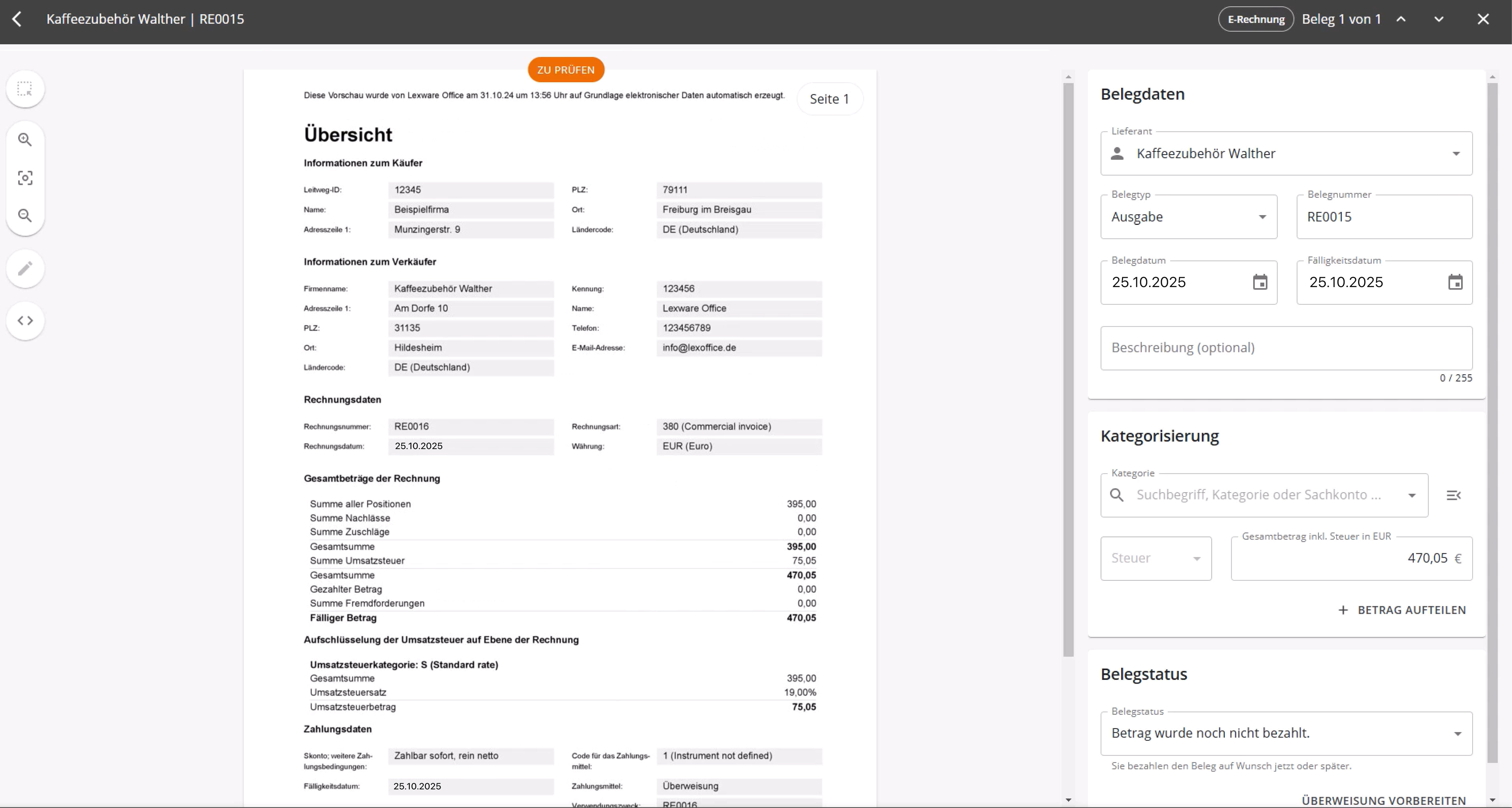 Empfangen - Vergrößerte Ansicht